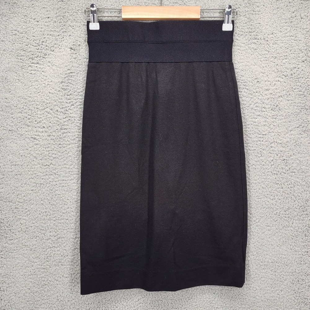 Diane von Furstenberg DVF Black High Waisted Pencil Skirt Size 2 Stretch Jersey